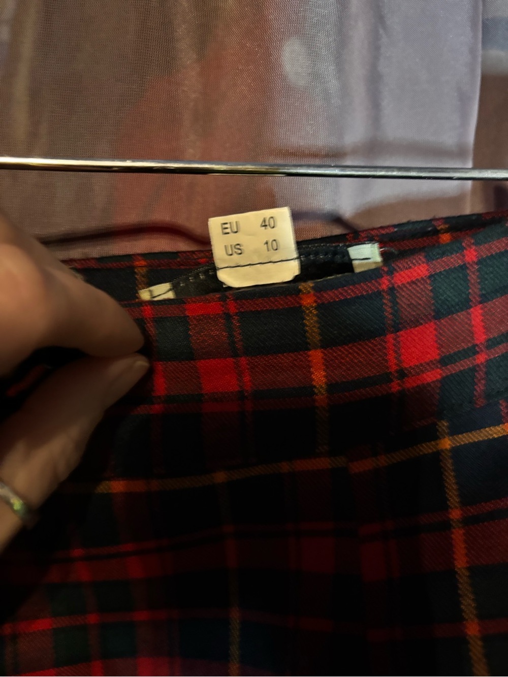 Collectif London Red, Navy, Green Plaid Pencil Skirt Pinup Retro Size 10 - Picture 7 of 9